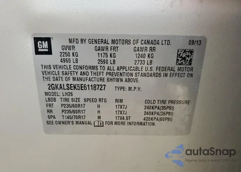 2014 GMC Terrain Slt z USA, uszkodzony, nr VIN 2GKALSEK5E6118727